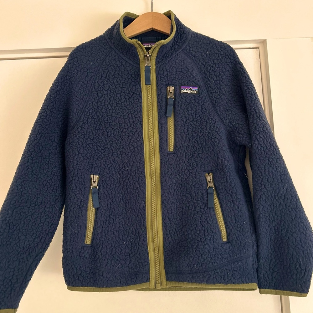 Patagonia, K's Retro Pile Jkt, NEW NAVY/PALO GREEN, XS, Kids'